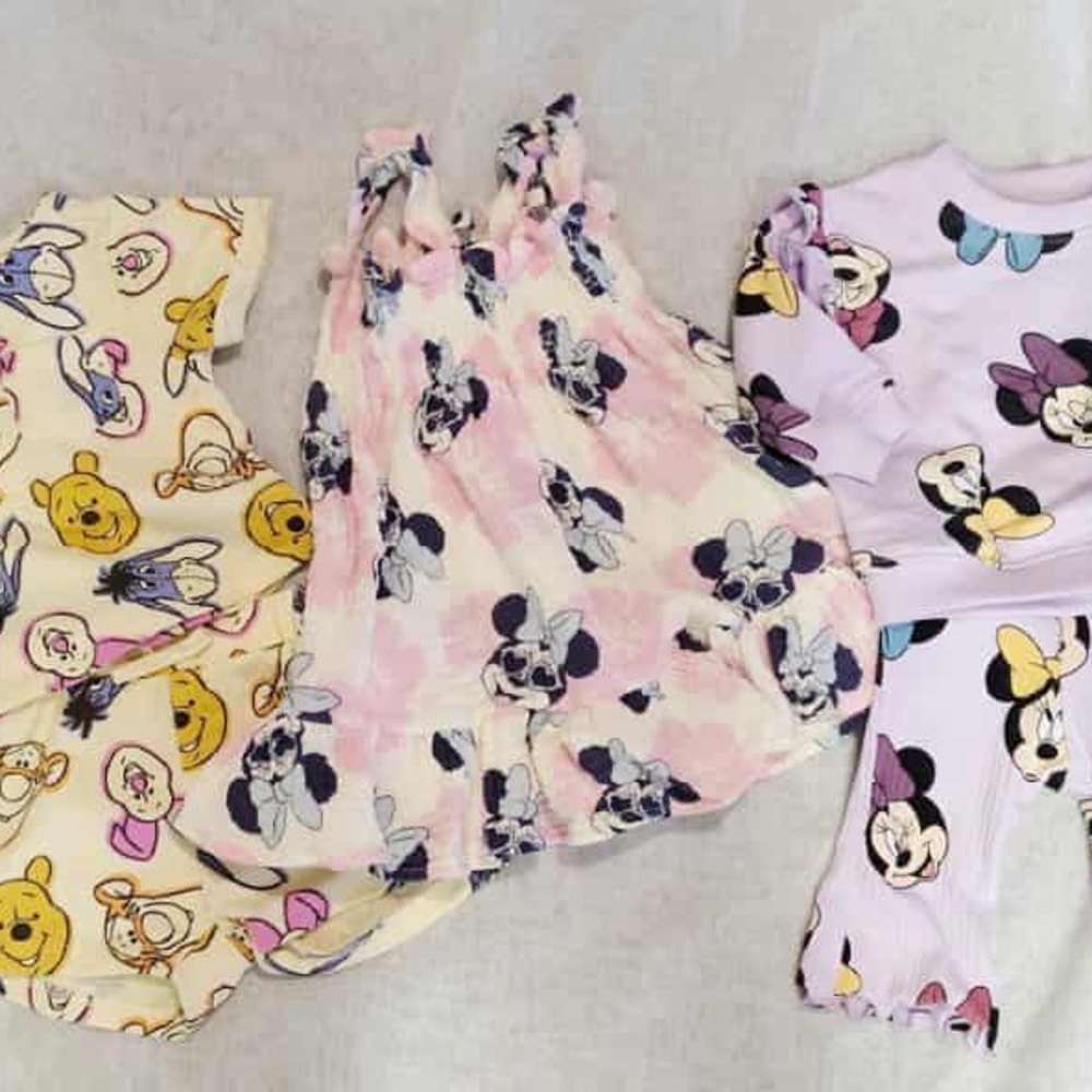 Disney Kids Pajama Set - Cream, Pink, and Purple
